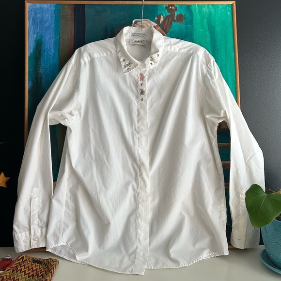 Y2K White Blouse with Embroidered Teddy Bears Details L - Picture 3 of 16